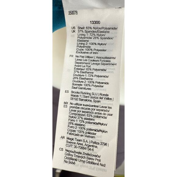 Brooks Sports Bra Dare Underwire Run Womens 34DD Adjustable Straps Lagoon - Picture 9 of 10